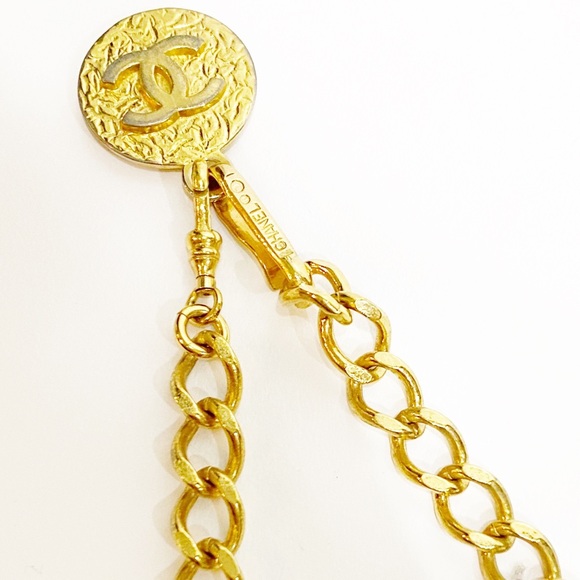 CHANEL Vintage 24k Gold Chain 1982 Belt Necklace Coco Mark Medallion & Box main image 8